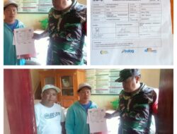 Koramil 02/Bunta Dampingi Penyaluran Bantuan Beras Pemerintah Pusat Di Desa Laonggo