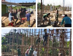 Bersama Masyarakat, Babinsa Kerja Bakti Pembangunan Masjid Masjid BAITURRAHIM
