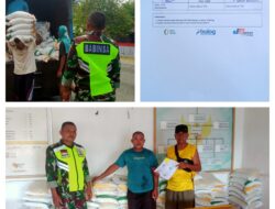 Babinsa Koramil 07/Pagimana Dampingi Penyaluran Bantuan Beras Bulog TA 2025