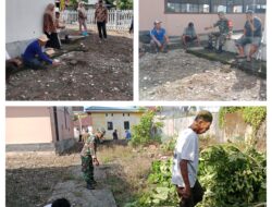 TNI Selalu Hadir ,Babinsa Laksanakan Kerja Bakti Bersama Aparat Kelurahan Dan Warga