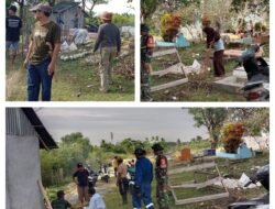 Babinsa Kerja Bhakti Bersama Pemerintahan Dan Warga Bersihkan Tempat Pemakaman Umum (TPU) Kelurahan