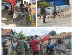 Kebersamaan Serta Cerminkan Sikap Toleransi, Babinsa Koramil 07/Pagimana Bersama Warga Gelar Kerja Bakti Pembangunan Masjid