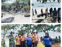 Sinergitas Antara Koramil 10/Salakan, Polsek Tinangkung dan Warga Dalam Bersih-Bersih Pantai