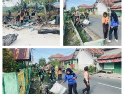 Koramil 10/Salakan, Polsek Bersama Muspika Kecamatan Gelar Gotong Royong Bersihkan Fasilitas Umum
