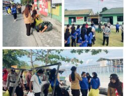 Koramil 10/Salakan,Polsek dan Forkompincam Gelar Karya Bakti Bersihkan Fasilitas Umum