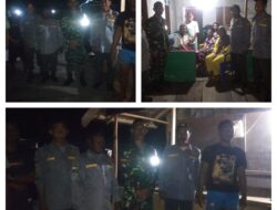 Bersama Linmas Babinsa Yakinkan Wilayah Binaan Tetap Kondusif Dengan Patroli Malam