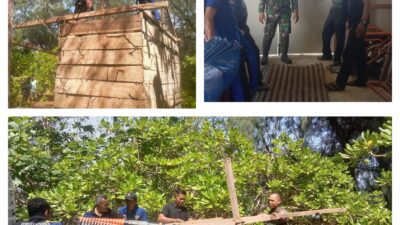 Komsos Babinsa Koramil 06/Lamala Cek Alat dan Bahan Pembangunan Garasi Alat Pertanian Desa