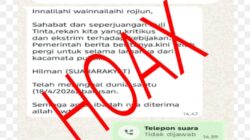 Hilman Suara Rakyat Sering Bongkar Kasus Dikabarkan Wafat, Hoaks Diduga Bermuatan Intimidasi.