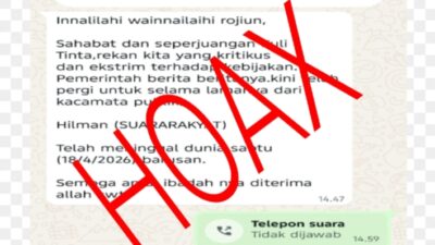Hilman Suara Rakyat Sering Bongkar Kasus Dikabarkan Wafat, Hoaks Diduga Bermuatan Intimidasi.