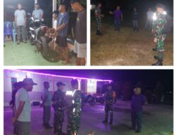 Perkuat Siskamling Kamtibmas , Babinsa Pimpin Langsung Komcad, Linmas dan Aparat Desa Ronda Malam
