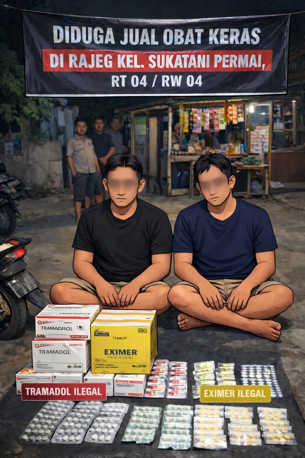 Suasana sebuah toko di kawasan Rajeg yang diduga menjadi titik peredaran obat keras ilegal jenis G tanpa izin resmi.