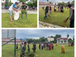 Jelang Penutupan TMMD, TNI dan Warga Melakukan Gelar Bersih Bersih Lapangan