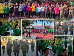 Dalam Rangka HUT Bhayangkara Ke 80 ,Kodim 1307/Poso Ikut Serta Olahraga Jalan Sehat