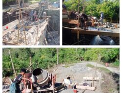 Progres Signifikan, Jembatan Garuda Kodim 1308/LB Mulai Tahap Pemasangan Boplang Di Lanjutkan Penyusunan Batu Pondasi
