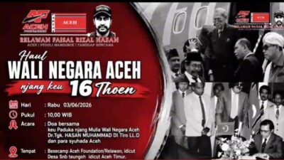 Faisal Rizal Hasan yang Juga Staf khusus Gubernur Aceh Peringati Haul Dr.Tgk Hasan Muhammad Di Tiro yang ke 16 Tahun di *Posko Tanggap Bencana Faisal Rizal Hasan/Besecamp ACEH FOUNDATION* DI Aceh Timur
