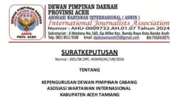 DPD ASWIN Resmi Terbitkan SK Kepengurusan DPC Aceh Tamiang Periode 2026–2031, Perkuat Profesionalisme dan Peran Pers