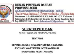 DPD ASWIN Resmi Terbitkan SK Kepengurusan DPC Aceh Tamiang Periode 2026–2031, Perkuat Profesionalisme dan Peran Pers