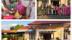 HUT  Bhayangkara ke-80, Danramil 02/Bunta Bersama Anggota memberikan Suprise  Kepada jajaran Polsek Nuhon