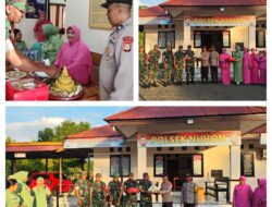 HUT  Bhayangkara ke-80, Danramil 02/Bunta Bersama Anggota memberikan Suprise  Kepada jajaran Polsek Nuhon