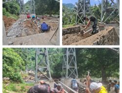 Percepat Infrastruktur Pembangunan Jembatan Gantung ,Warga Bersama Anggota Koramil 09/Tinombo Bergotong Royong
