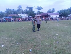 Pengamanan Turnamen Bola Kaki HUT-RI ke-81, Anggota Koramil 03/Seruway Aktif di Lapangan