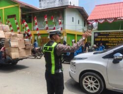 Pastikan Zona Aman Sekolah, Sat Lantas Polres Aceh Tamiang Intensifkan Strong point Pagi