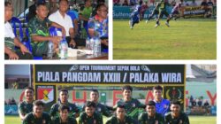Danrem 132/Tadulako Saksikan Laga Sengit Palaka Wira FC VS PSM Poboya FC.