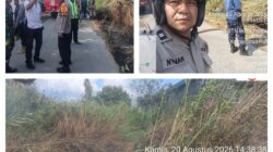 Sinergitas Polri, TNI Bersama Damkar Padamkan Kebakaran Lahan Dibelakang Gudang Alfamidi Jl Lando 1