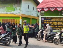 Pastikan Zona Aman Sekolah Lancar Dan Tertib, Sat Lantas Polres Aceh Tamiang Lakukan Pengaturan Arus Lalulintas