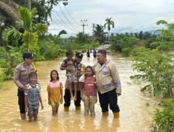Debit Air Sungai Kaloy Mulai Surut, Polsek Tamiang Hulu Pantau Wilayah Terdampak Banjir