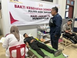 Si humas polres Aceh Tamiang gelar bakti kesehatan donor darah sambut hari jadi ke-75 humas polres