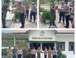 HUT TNI ke-81 Tahun 2026, Polsek Poso Pesisir Bawa Kue Ultah ke Koramil 09/Poso Pesisir