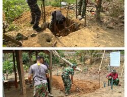 Satgas TMMD dan Warga Desa Leboni Gotong Royong Gali Pondasi Pembangunan MCK