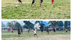 Jalin Kebersamaan Bersama Pemuda Dan Masyarakat, Satgas TMMD Gelar Latihan Bola Bersama