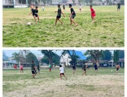 Jalin Kebersamaan Bersama Pemuda Dan Masyarakat, Satgas TMMD Gelar Latihan Bola Bersama