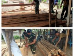 Jaga Kualitas dan Kerapian, Satgas TMMD Ke-120 Kodim 1307/Poso Serut Kayu untuk Pengecoran Pembangunan RTLH