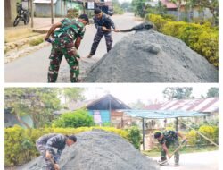 Satgas TMMD ke-130 Kodim 1307/Poso Turunkan Material Pasir untuk Pembangunan RTLH Milik Ibu Minya