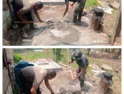 Satgas TMMD Ke 130 Tuntaskan Pengecoran Septic Tank MCK Bapak Liter.Karauja