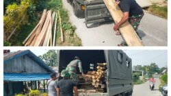 Tembus Semak Belantara, Satgas TMMD Poso Pikul Balok Kayu Demi Kelancaran Pembangunan RTLH