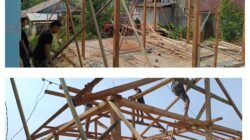Progres Signifikan, Satgas TMMD Kodim 1307/Poso Mulai Pasang Rangka Kedudukan Seng Rumah Milik Pak Jenifer